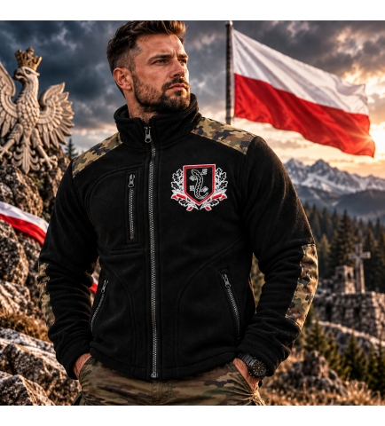 Polar Patriotyczny z Haftem NSZ Jaszczur, Czarny -moro
